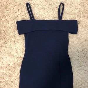 Adorable off the shoulder, strap navy dress